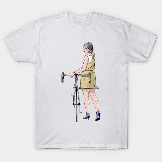 Girl with a pearl earing road bike T-Shirt by mailboxdisco